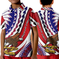 American Samoa Polo Shirt Artsy Style LT9 Kid Red - Polynesian Pride