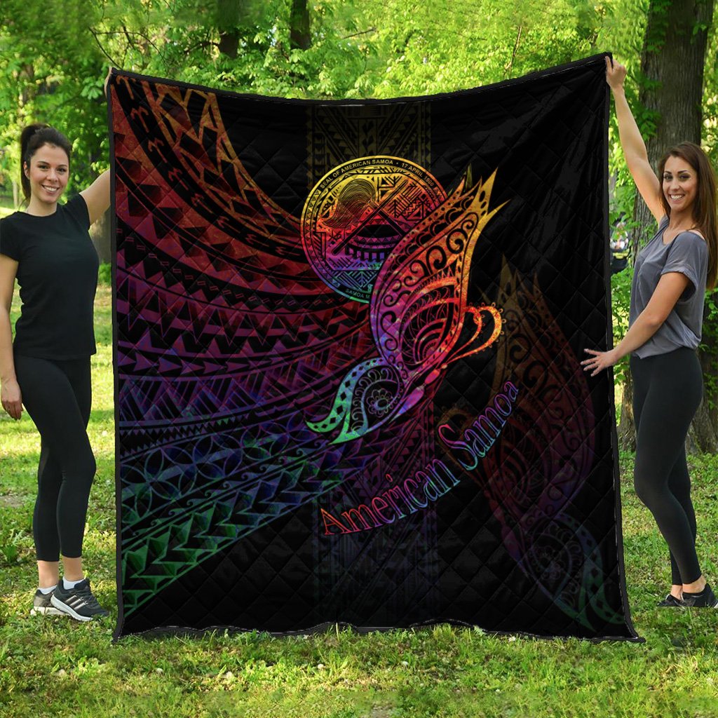 American Samoa Premium Quilt - Butterfly Polynesian Style Black - Polynesian Pride