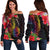 American Samoa Women's Off Shoulder Sweater - Tropical Hippie Style Black - Polynesian Pride