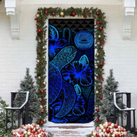 American Samoa Door Cover Turtle Hibiscus Blue - Polynesian Pride