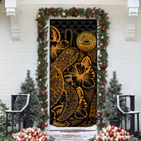 American Samoa Door Cover Turtle Hibiscus Gold - Polynesian Pride