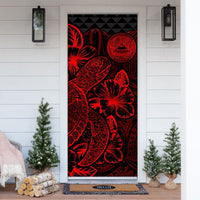 American Samoa Door Cover Turtle Hibiscus Red - Polynesian Pride