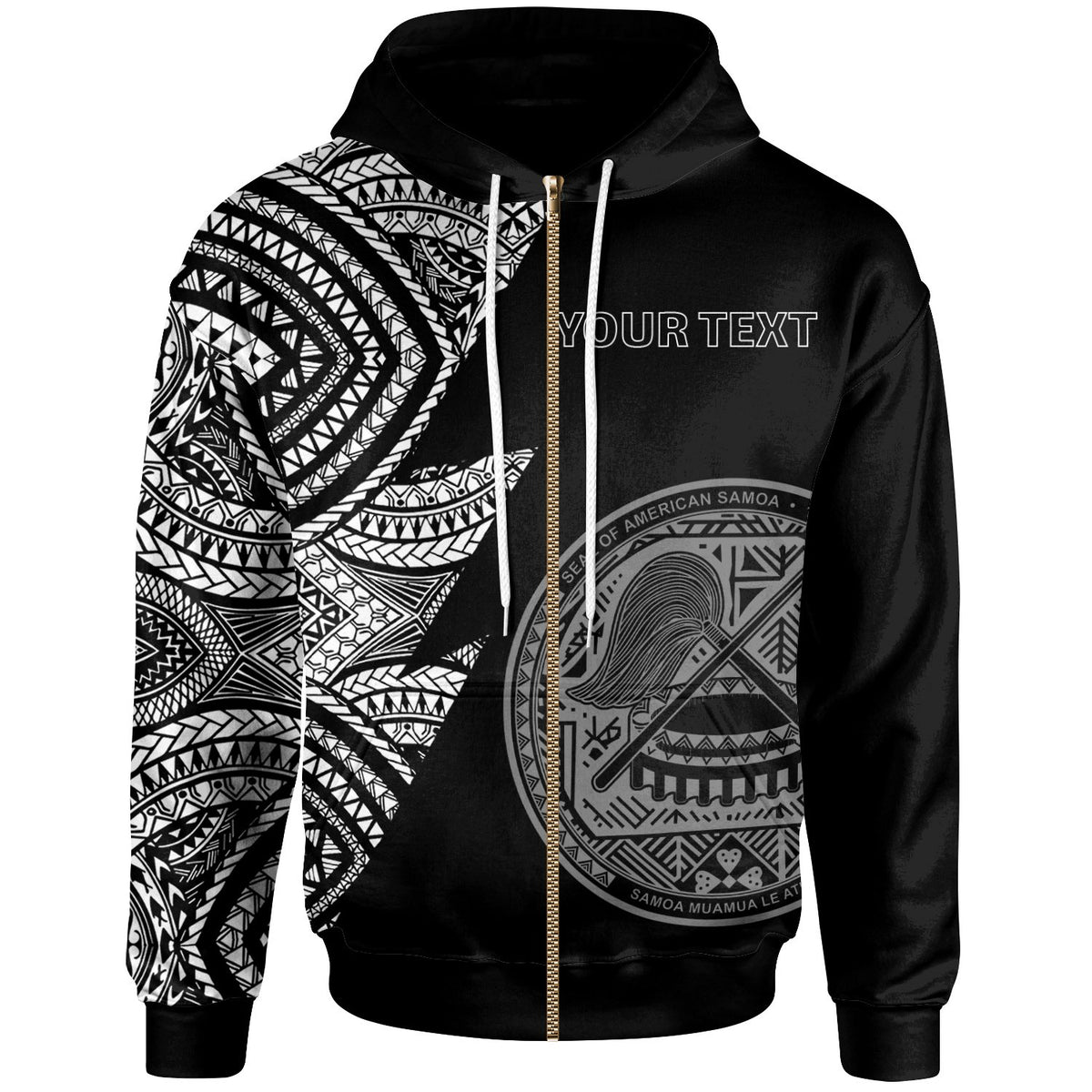 American Samoa Custom Personalized Zip up Hoodie Flash Style White Unisex White - Polynesian Pride