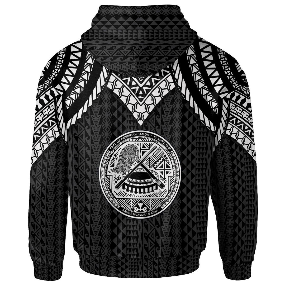 American Samoa Custom Hoodie Polynesian Armor Style Black - Polynesian Pride