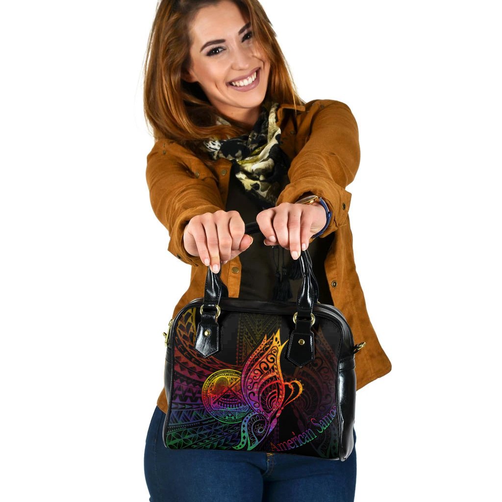 American Samoa Shoulder Handbag - Butterfly Polynesian Style One Size Black - Polynesian Pride