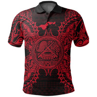 American Samoa Polo Shirt Amerika Samoa Coat Of Arms Map Polynesian Tattoo Red Unisex Red - Polynesian Pride