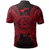 American Samoa Polo Shirt Amerika Samoa Coat Of Arms Map Polynesian Tattoo Red - Polynesian Pride