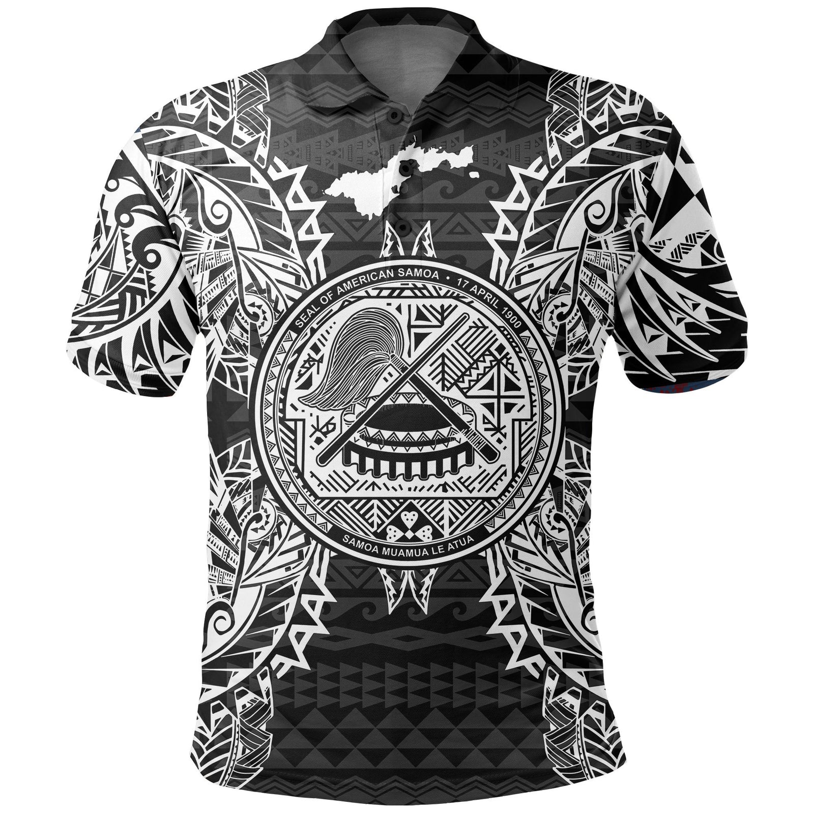 American Samoa Polo Shirt Amerika Samoa Coat Of Arms Map Polynesian Tattoo Black Unisex Black - Polynesian Pride