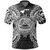 American Samoa Polo Shirt Amerika Samoa Coat Of Arms Map Polynesian Tattoo Black Unisex Black - Polynesian Pride