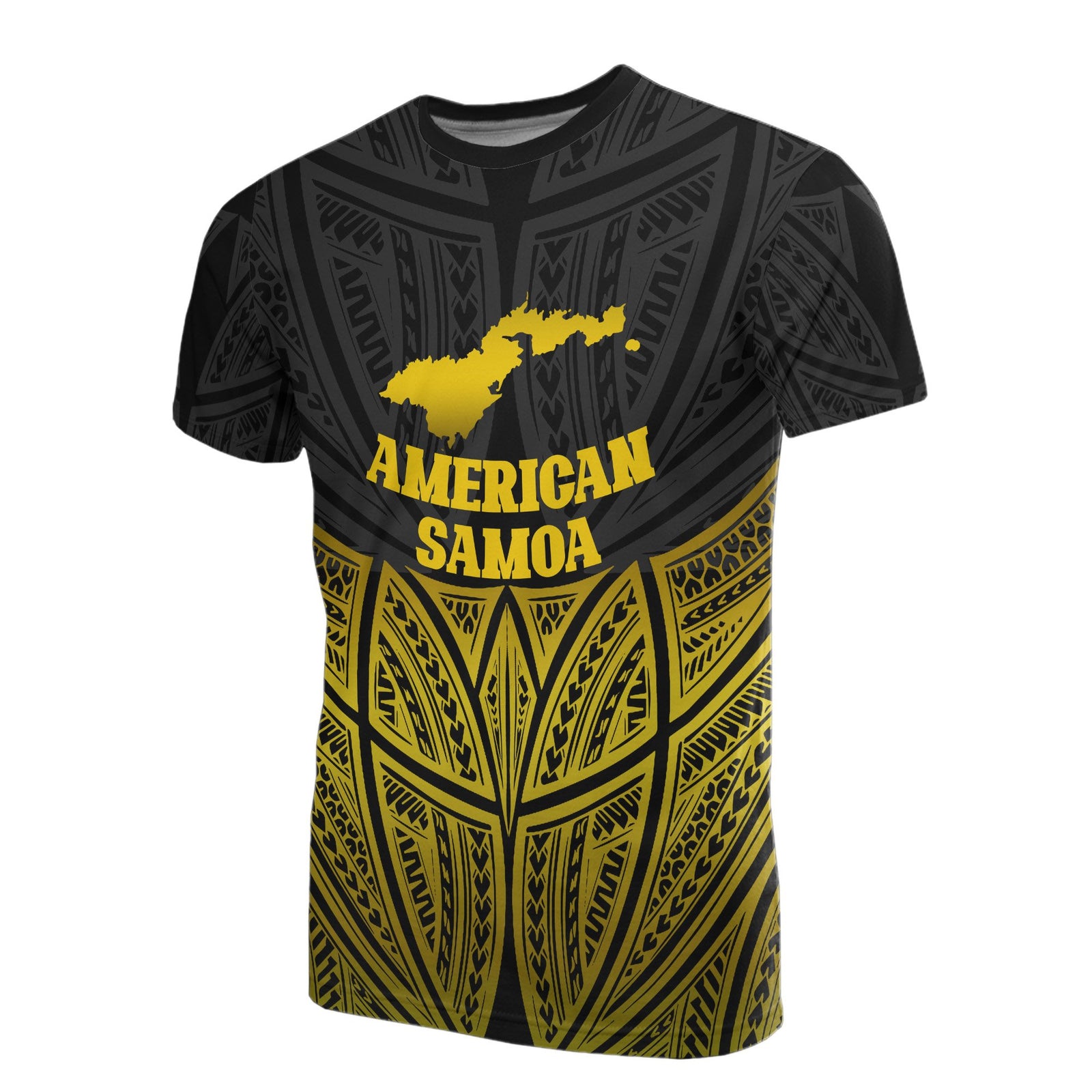 American Samoa Polynesian T Shirt Gold Pride Map and Seal Unisex Gold - Polynesian Pride
