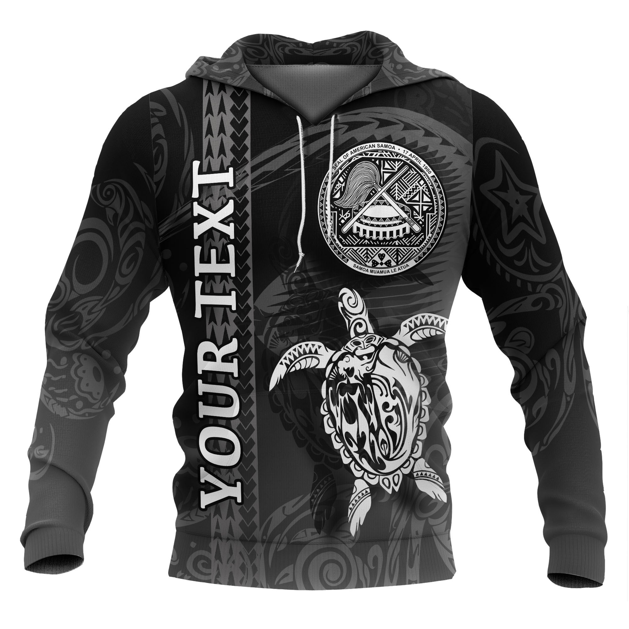 American Samoa Polynesian Custom Hoodie Turtle Eternity Black Unisex Black - Polynesian Pride
