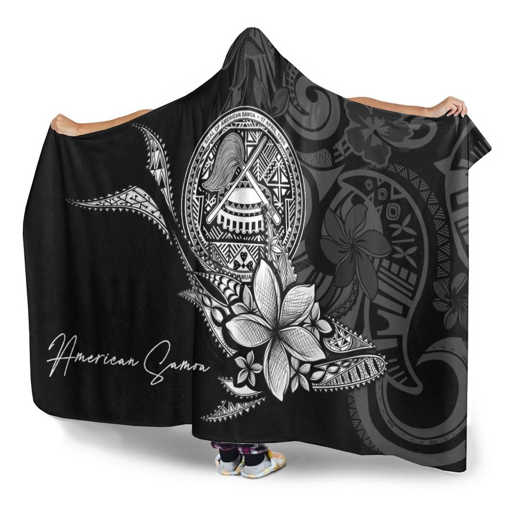 American Samoa Hooded Blanket - Fish With Plumeria Flowers Style - Polynesian Pride