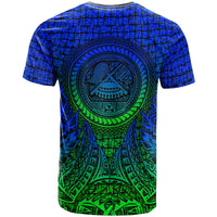 American Samoa T Shirt Circle Pattern Blue - Polynesian Pride