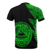 American Samoa T Shirt Polynesian Pattern Green Flash Style - Polynesian Pride