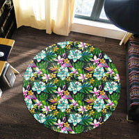 Animals And Tropical Flowers Round Carpet - AH - Polynesian Pride