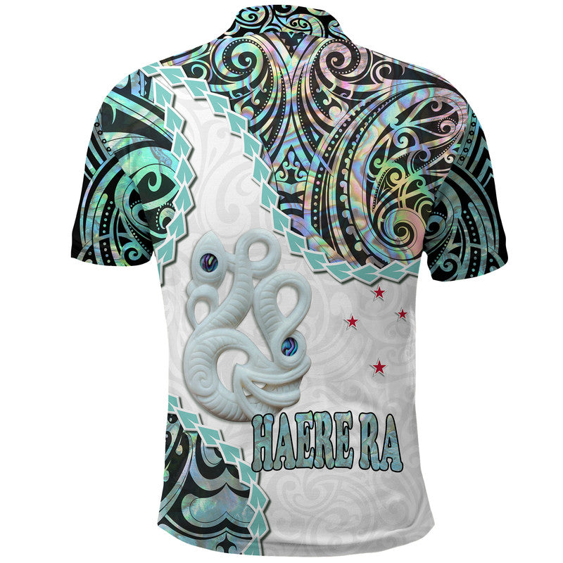 New Zealand Maori Polo Shirt Aotearoa Manaia Basic Paua Shell Heare Ra LT9 - Polynesian Pride