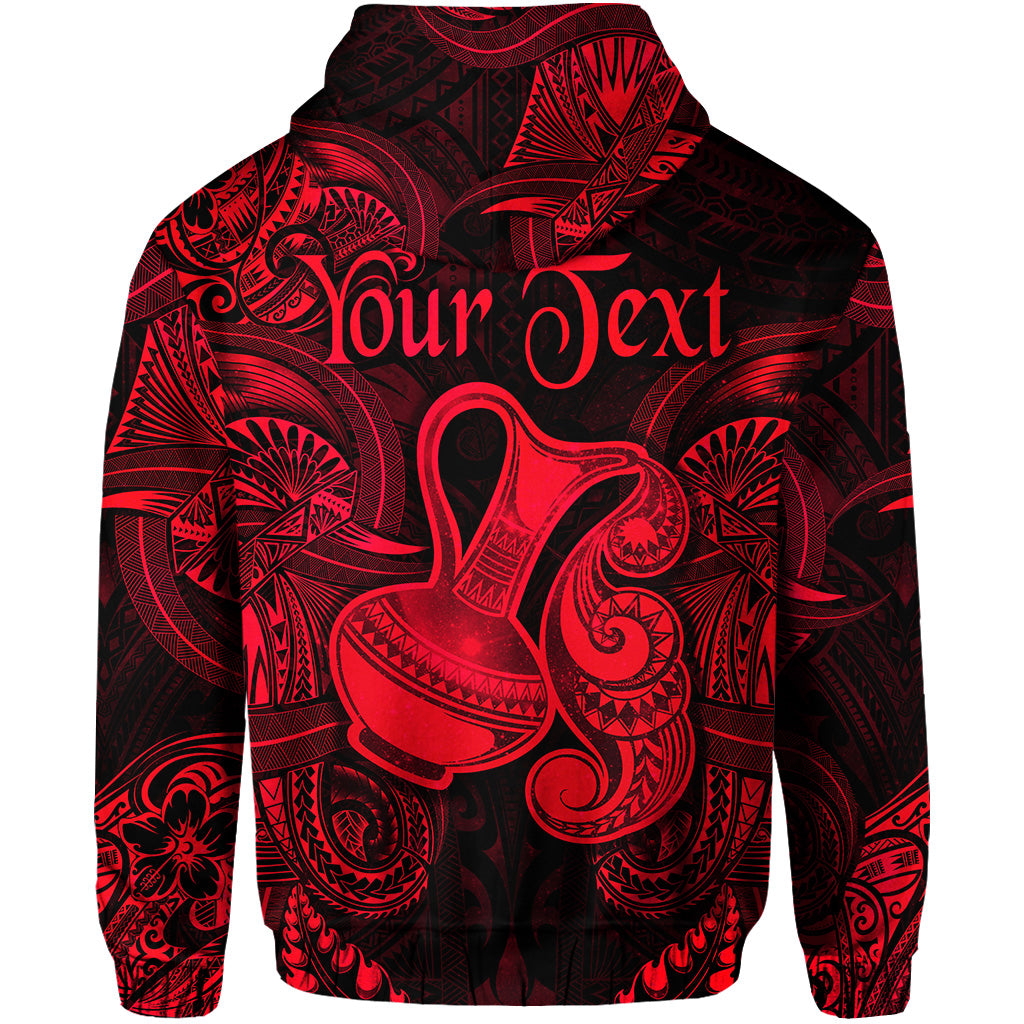 Custom Aquarius Zodiac Polynesian Zip Hoodie Unique Style Red LT8 - Polynesian Pride
