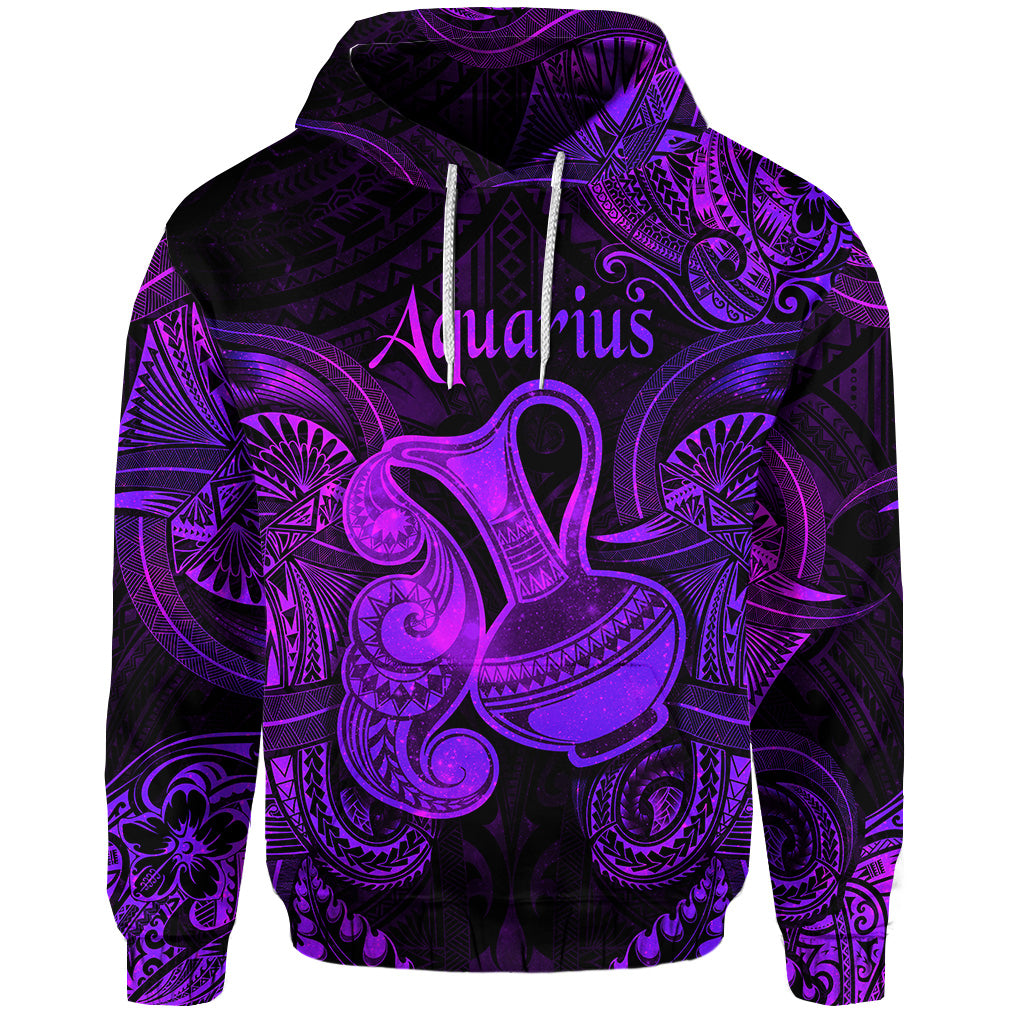 Custom Aquarius Zodiac Polynesian Hoodie Unique Style Purple LT8 - Polynesian Pride