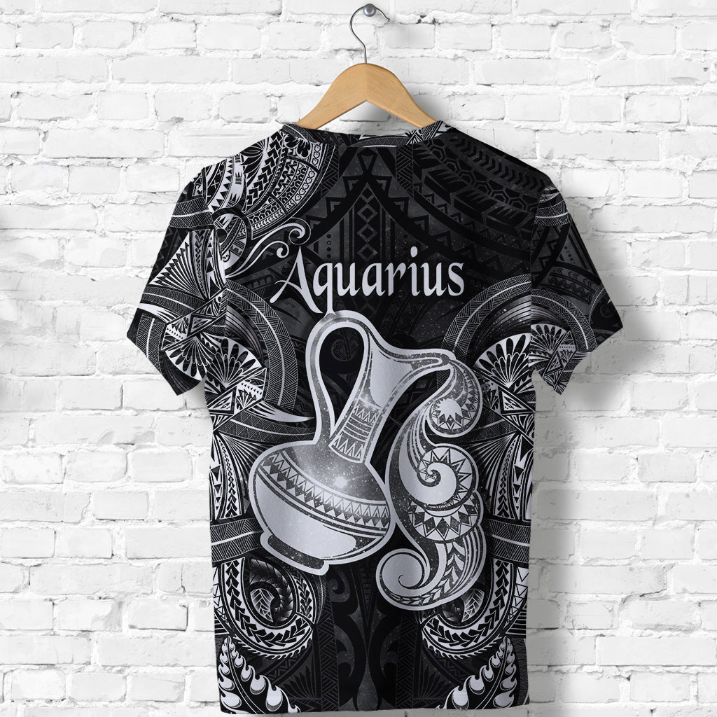 Aquarius Zodiac Polynesian T Shirt Unique Style Black LT8 - Polynesian Pride