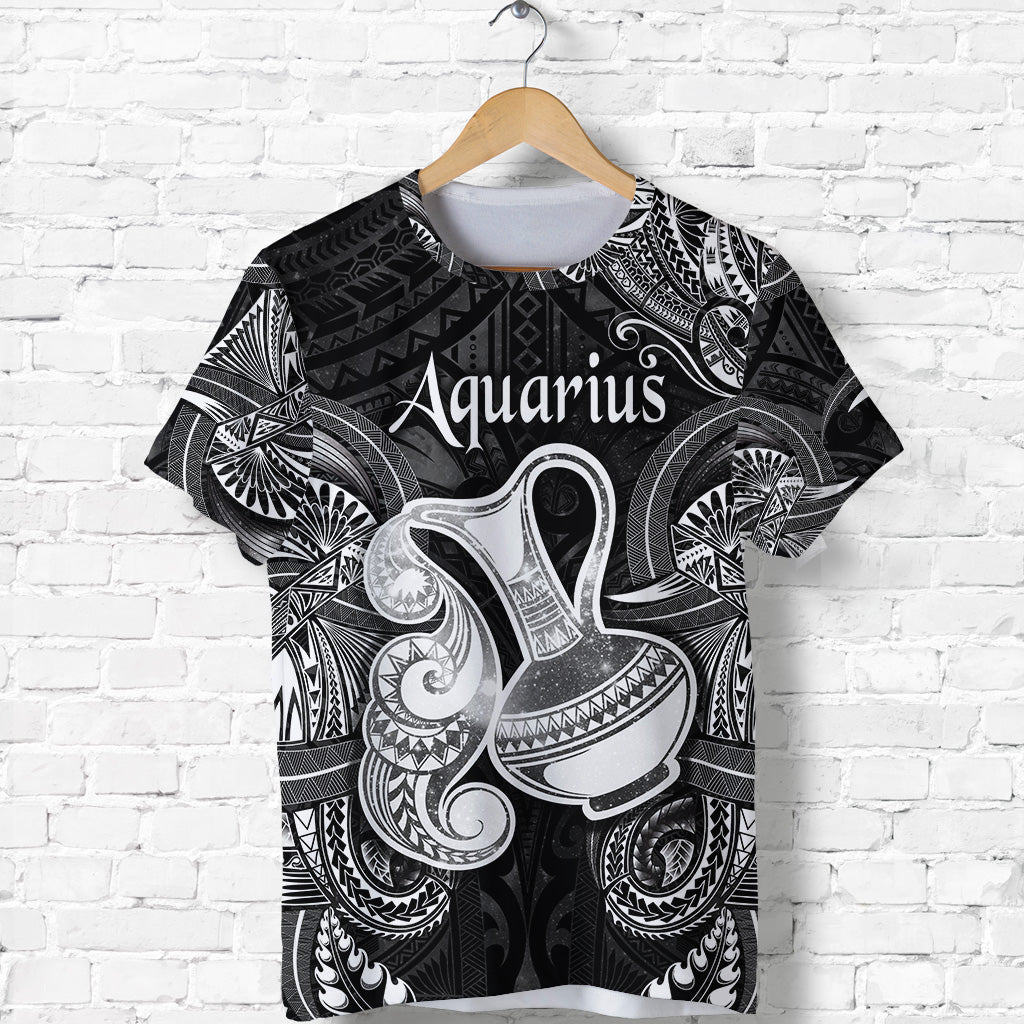 Aquarius Zodiac Polynesian T Shirt Unique Style Black LT8 - Polynesian Pride