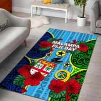 Malampa Fiji Day Hibiscus Area Rug Style LT6 Blue - Polynesian Pride