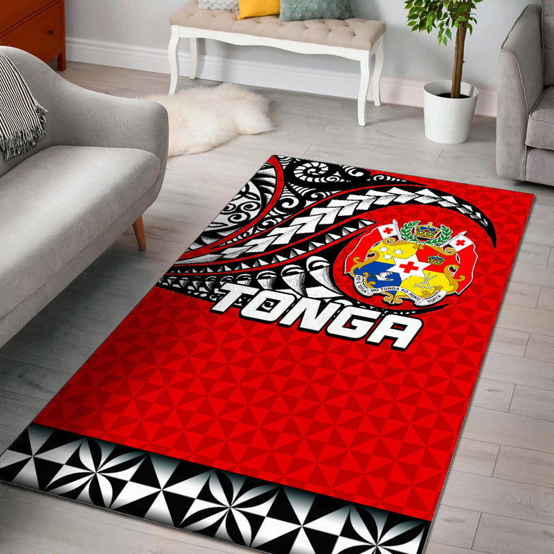 Tonga Area Rug Polynesian Tattoo LT6 Red - Polynesian Pride