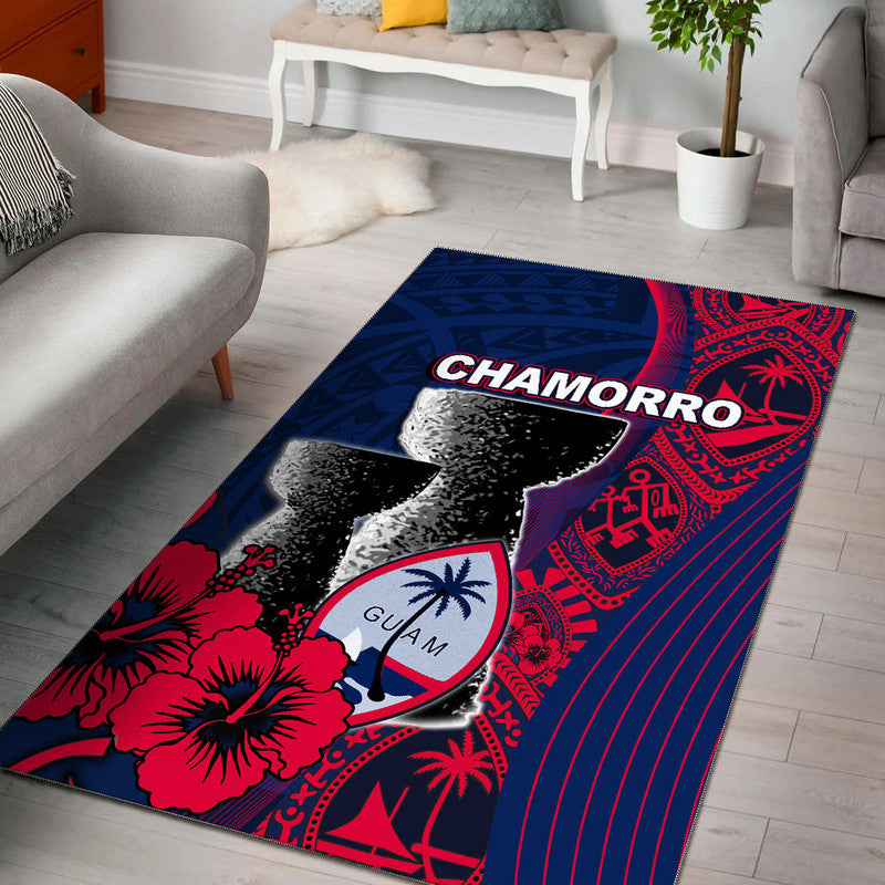 Guam Chamorro Area Rug Flag Color Style LT6 Blue - Polynesian Pride