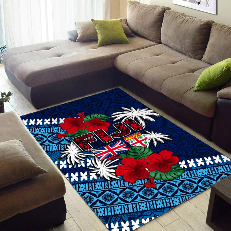 Fiji Patterns With Hibiscus Area Rug LT6 - Polynesian Pride