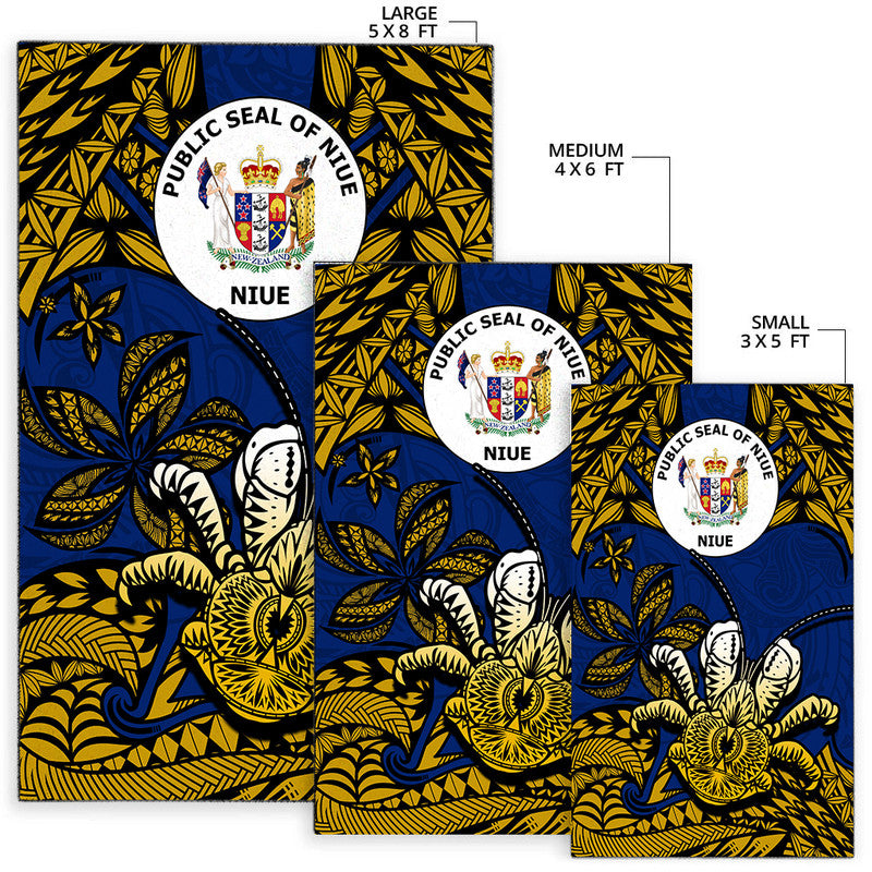 Niue Uga Area Rug Tribal Patterns Blue Style LT6 - Polynesian Pride