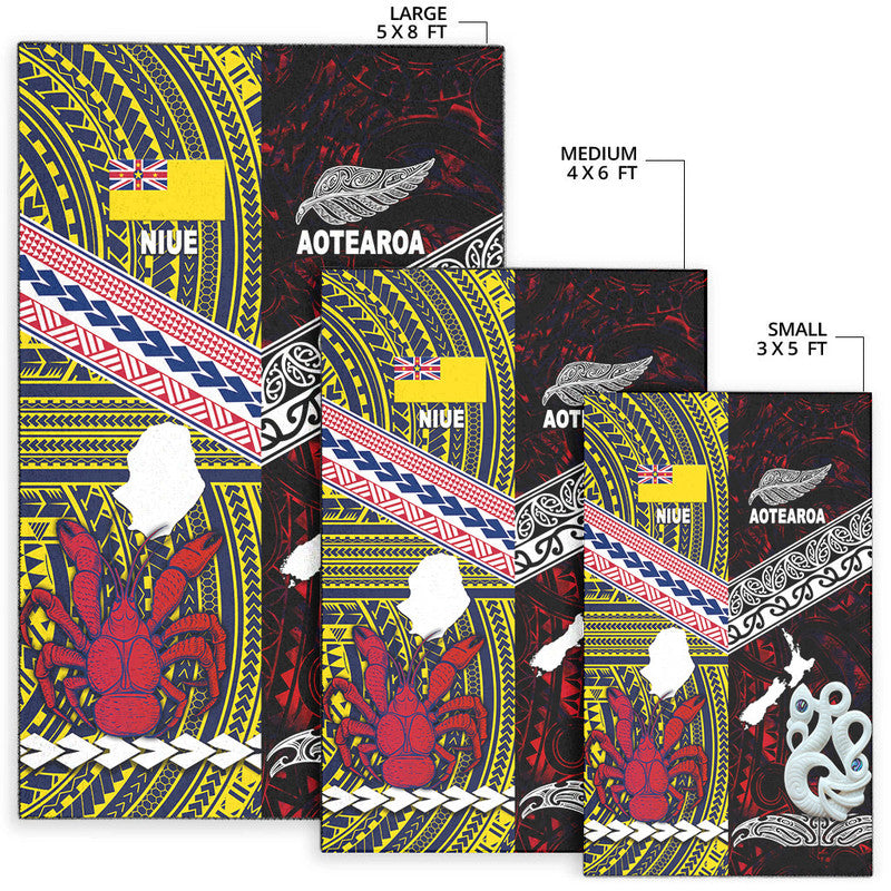 New Zealand And Niue Area Rug Together - Red LT8 - Polynesian Pride