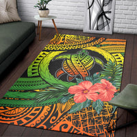 Polynesian Turtle Area Rug Circle Turtle Hibiscus Reggae LT9 Reggae - Polynesian Pride