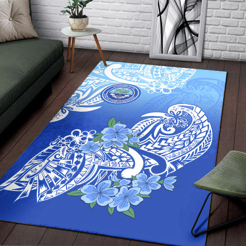 Federated States Of Micronesia Area Rug Polynesian Floral Tribal LT9 Blue - Polynesian Pride
