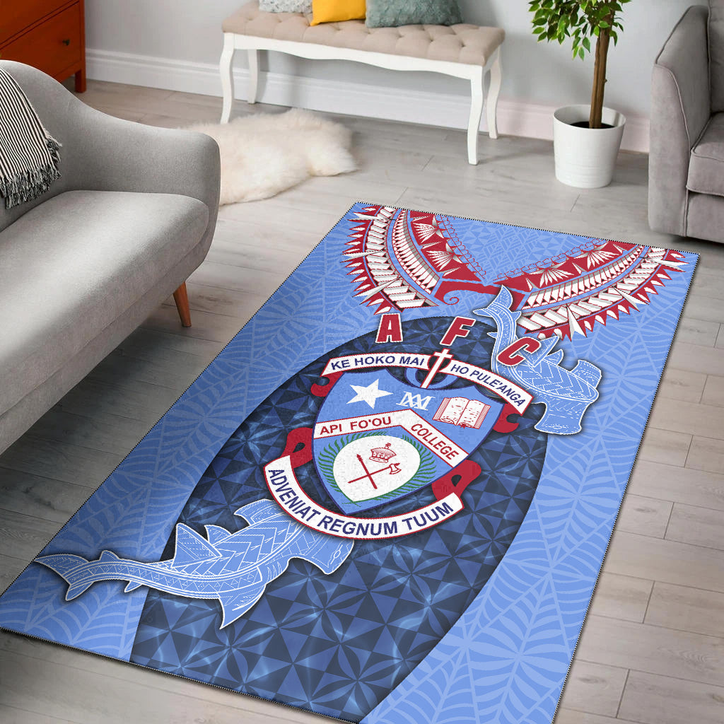 (Custom Personalised) Tonga Apifo'ou College Area Rug Special Style LT16 Blue - Polynesian Pride