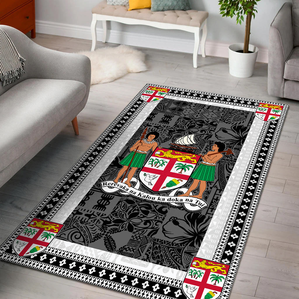 Fiji Area Rug White Style No.1 LT6 White - Polynesian Pride