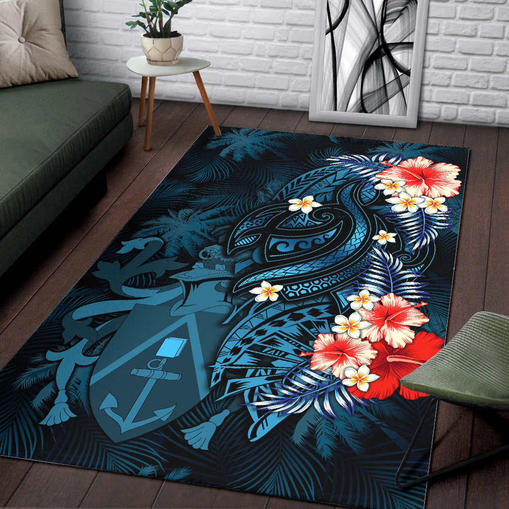 Pitcairn Islands Coconut Tree Turtle Polynesia Area Rug - LT2 - Polynesian Pride