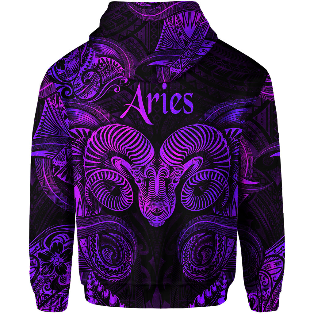 Aries Zodiac Polynesian Zip Hoodie Unique Style Purple LT8 - Polynesian Pride