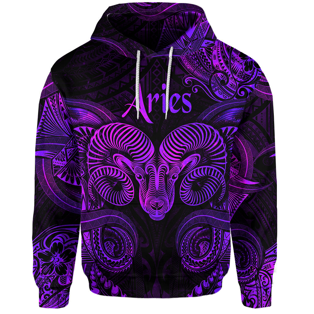 Custom Aries Zodiac Polynesian Hoodie Unique Style Purple LT8 - Polynesian Pride