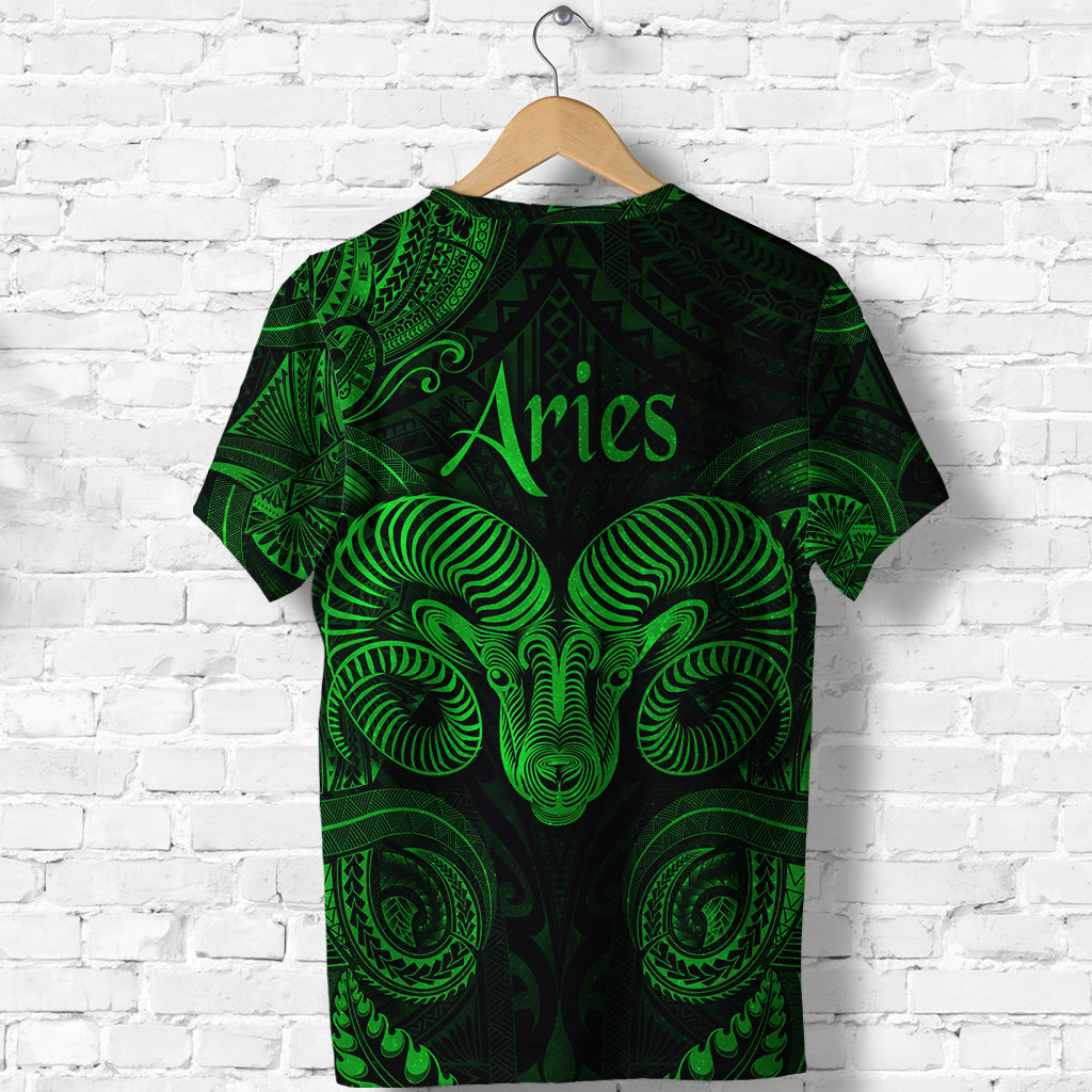 Aries Zodiac Polynesian T Shirt Unique Style Green LT8 - Polynesian Pride