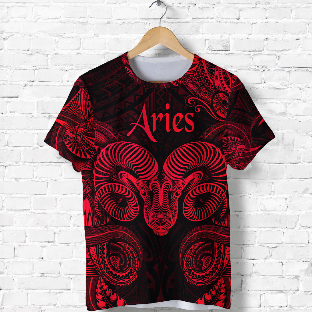 Aries Zodiac Polynesian T Shirt Unique Style Red LT8 - Polynesian Pride