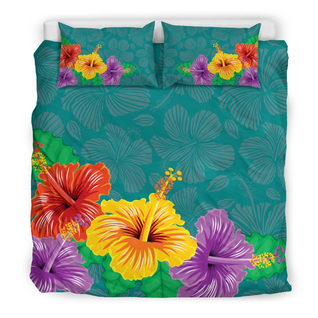 Hawaiian Colorful Hibiscus Polynesian Bedding Set - Polynesian Pride