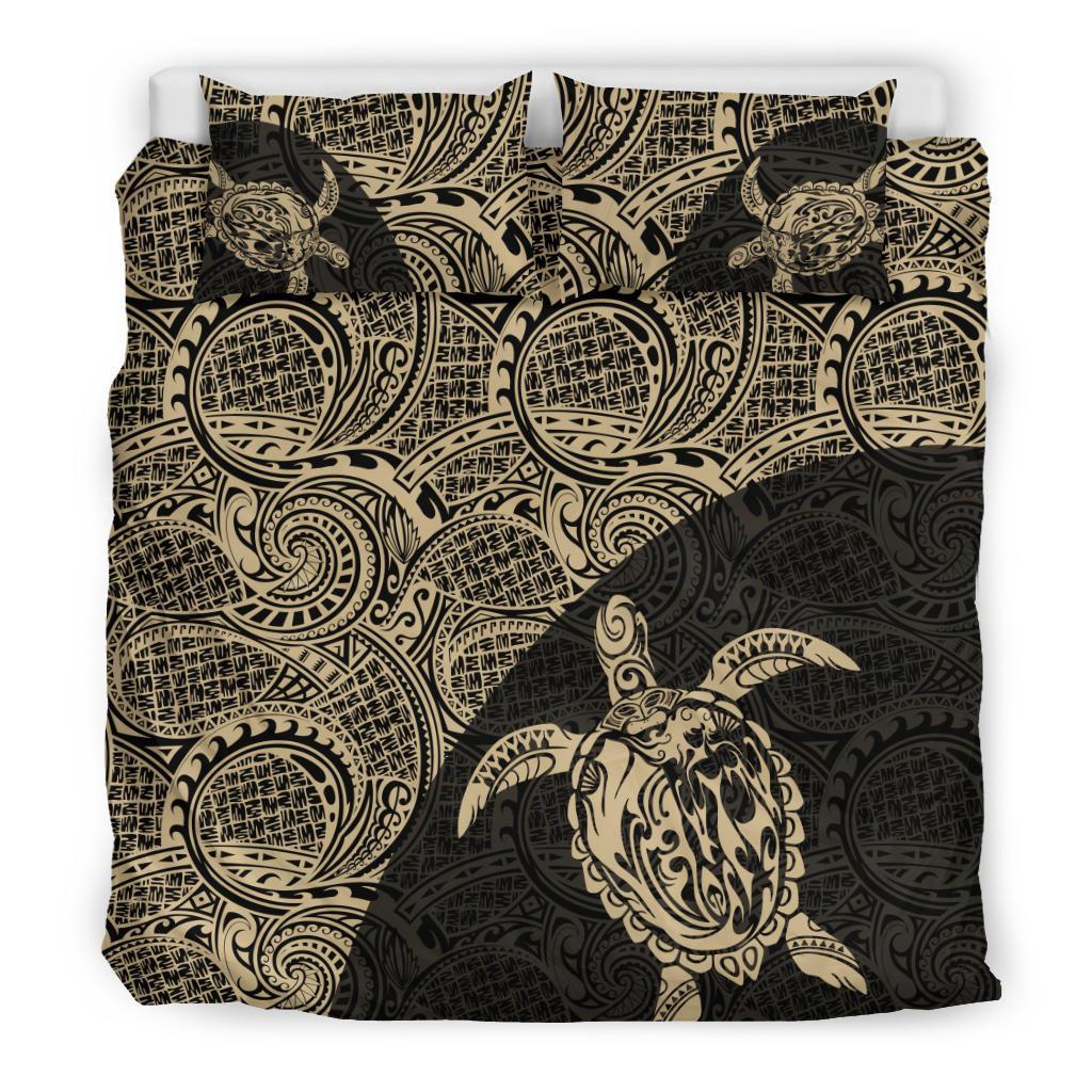 Hawaii Duvet Cover Set - Hawaii Turtle & Tiki Mermaid On Sell Black - Polynesian Pride