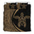 Hawaiian Hibiscus Turtle Polynesian Bedding Set-Circle Style Gold And Black - Polynesian Pride