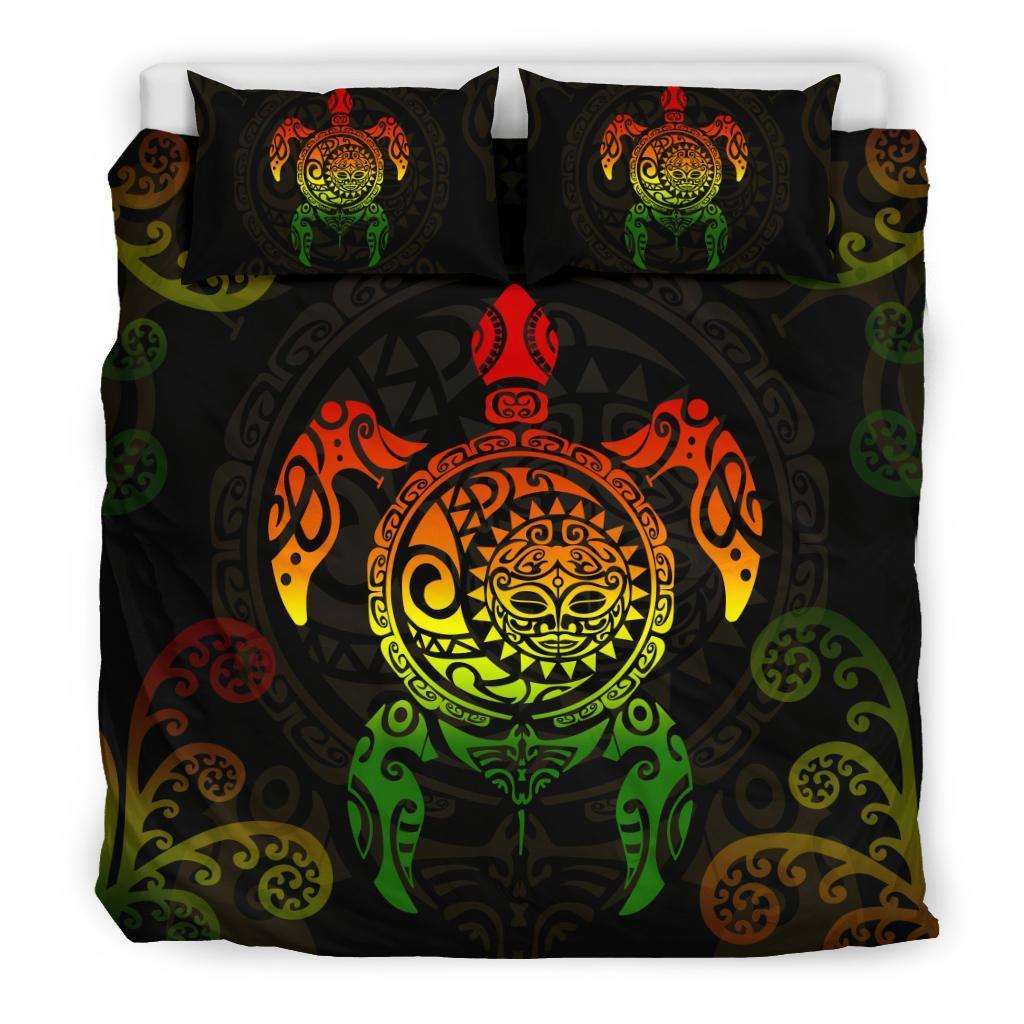 Maori Turtle Bedding Set Koru Fern Rasta Rasta - Polynesian Pride