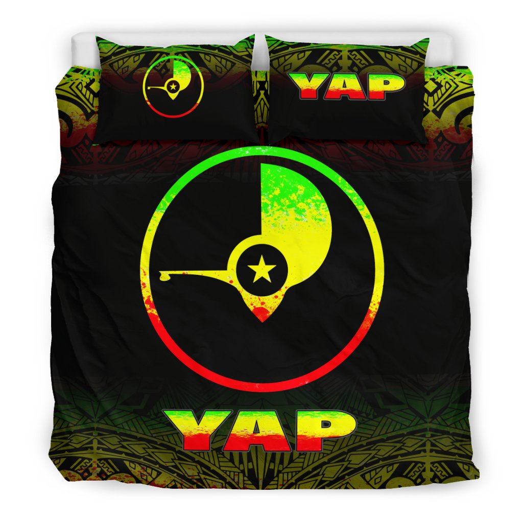 Yap Duvet Cover Set - Reggae Fog Style Art - Polynesian Pride