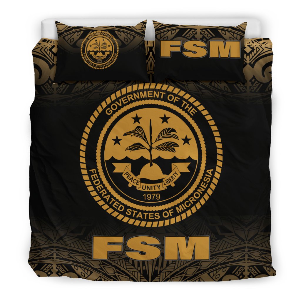 Federated States Of Micronesia Duvet Cover Set - Gold Fog Style Gold - Polynesian Pride