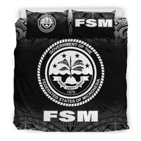 Federated States Of Micronesia Duvet Cover Set - Black Fog Style Black - Polynesian Pride