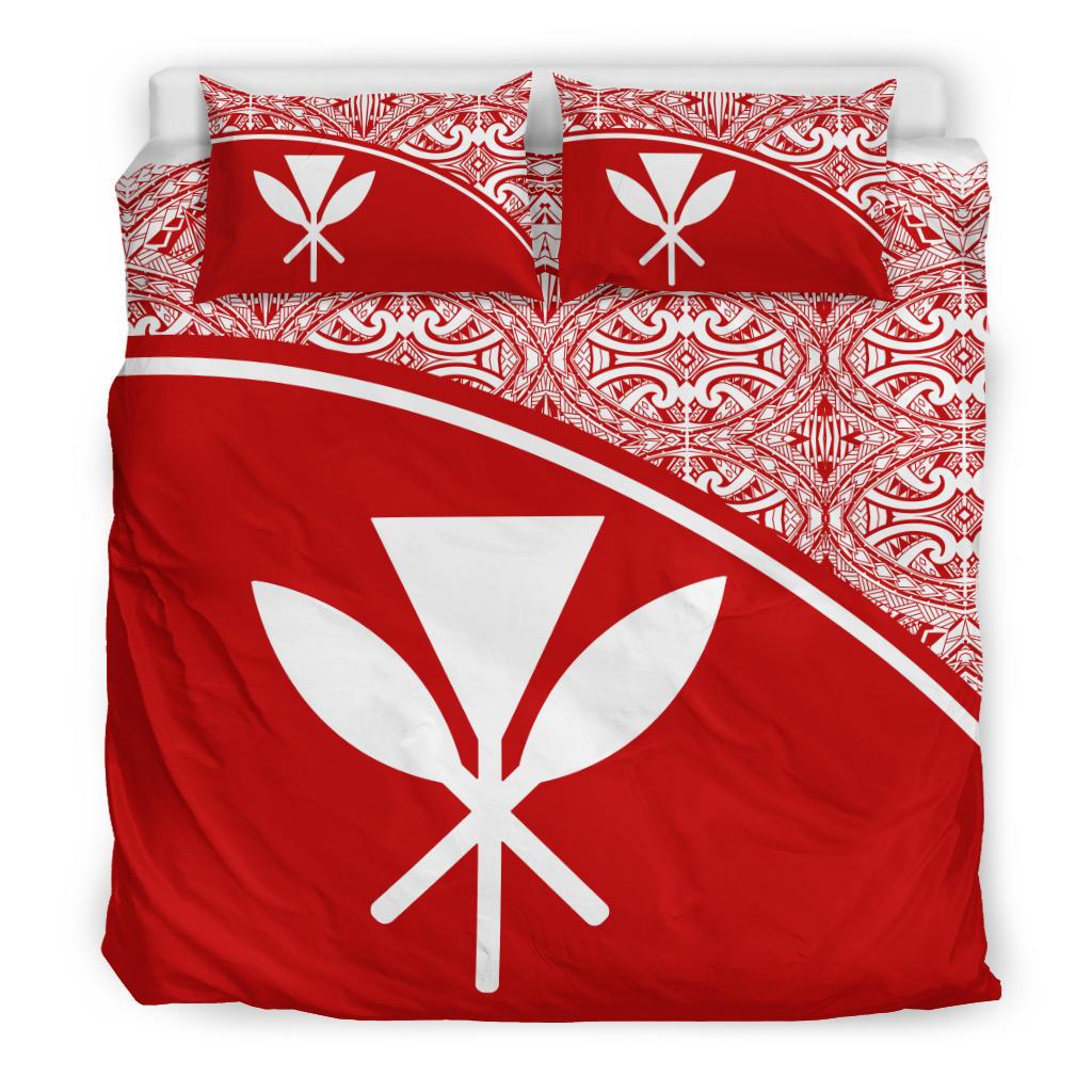 Hawaii Duvet Cover Set - Red Curve Style Red - Polynesian Pride