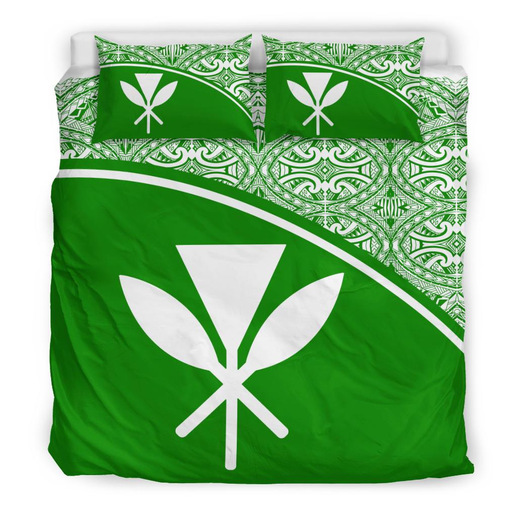 Hawaii Duvet Cover Set - Green Curve Style Blue - Polynesian Pride