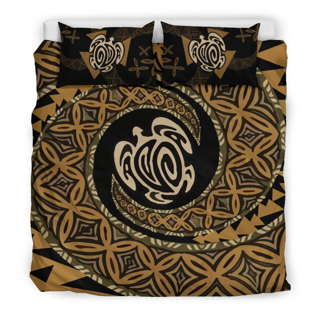 Fiji Duvet Cover Set - Tapa Honu Turtle Brown - Polynesian Pride