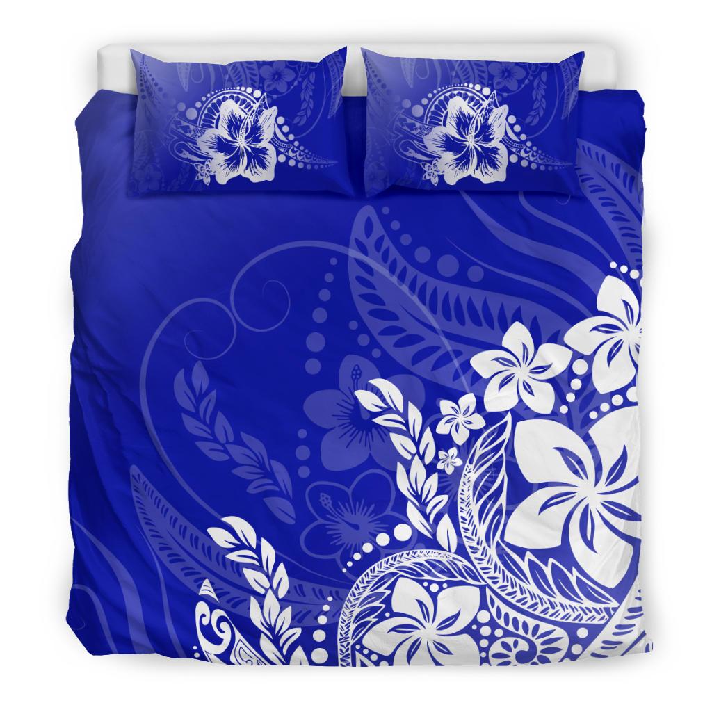 Polynesian Duvet Cover Set - Blue Hibiscus Style Blue - Polynesian Pride